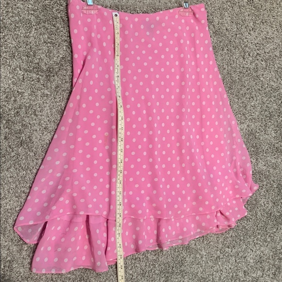Y2K Chaps Pink Polka Dot Ruffle Hem Skirt - Picture 6 of 7